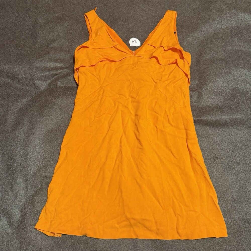 Zara Basic Womens Dress S Small Orange V Neck Sleeveless Spring Summer